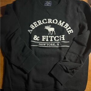 Abercrombie & Fitch Stitched Black Crewneck Sweater